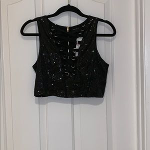 Black glitter crop top brand new